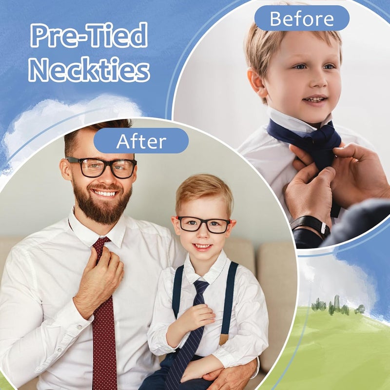LJBFNN Store Ties for Boys Kids, Pre-Tied Clip on Tie Stripe Neckties for School Uniforms Graduation Wedding Parties Cosplay Causal - Image 2